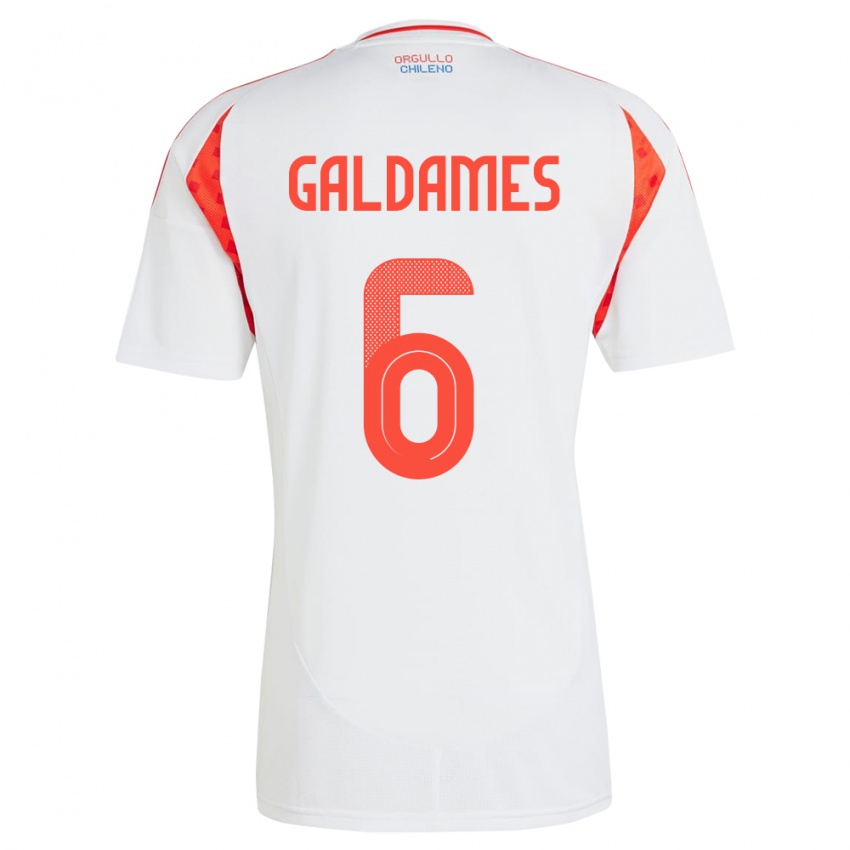 Niño Camiseta Chile Thomas Galdames #6 Blanco 2ª Equipación 24-26 La Camisa Chile