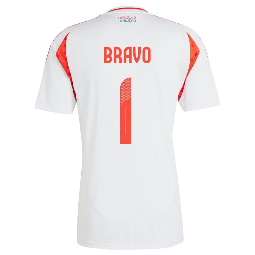 Niño Camiseta Chile Claudio Bravo #1 Blanco 2ª Equipación 24-26 La Camisa Chile