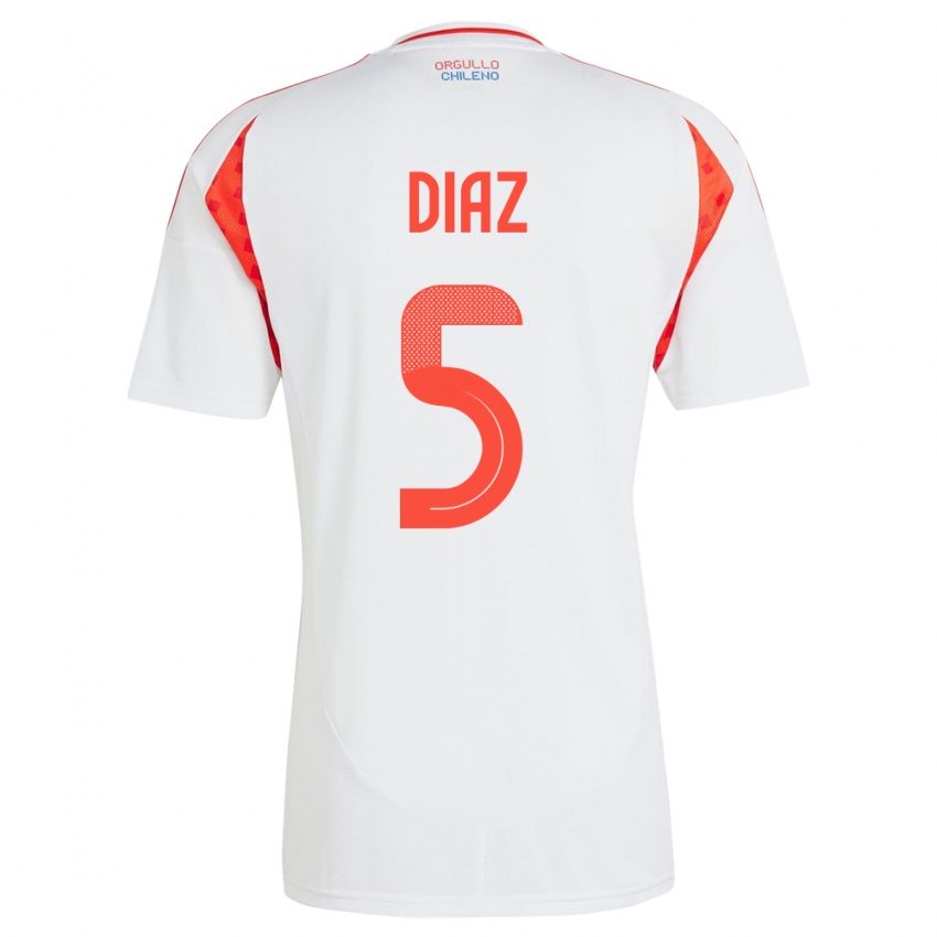 Niño Camiseta Chile Paulo Díaz #5 Blanco 2ª Equipación 24-26 La Camisa Chile