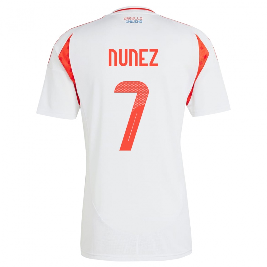 Niño Camiseta Chile Marcelino Núñez #7 Blanco 2ª Equipación 24-26 La Camisa Chile