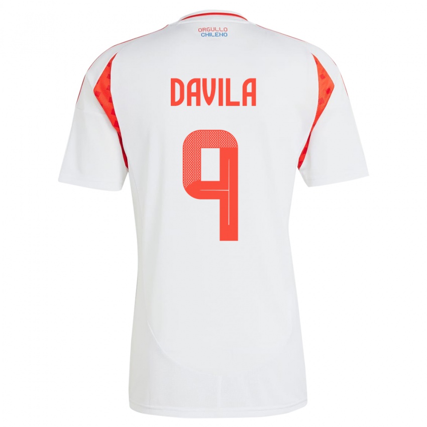 Niño Camiseta Chile Víctor Dávila #9 Blanco 2ª Equipación 24-26 La Camisa Chile