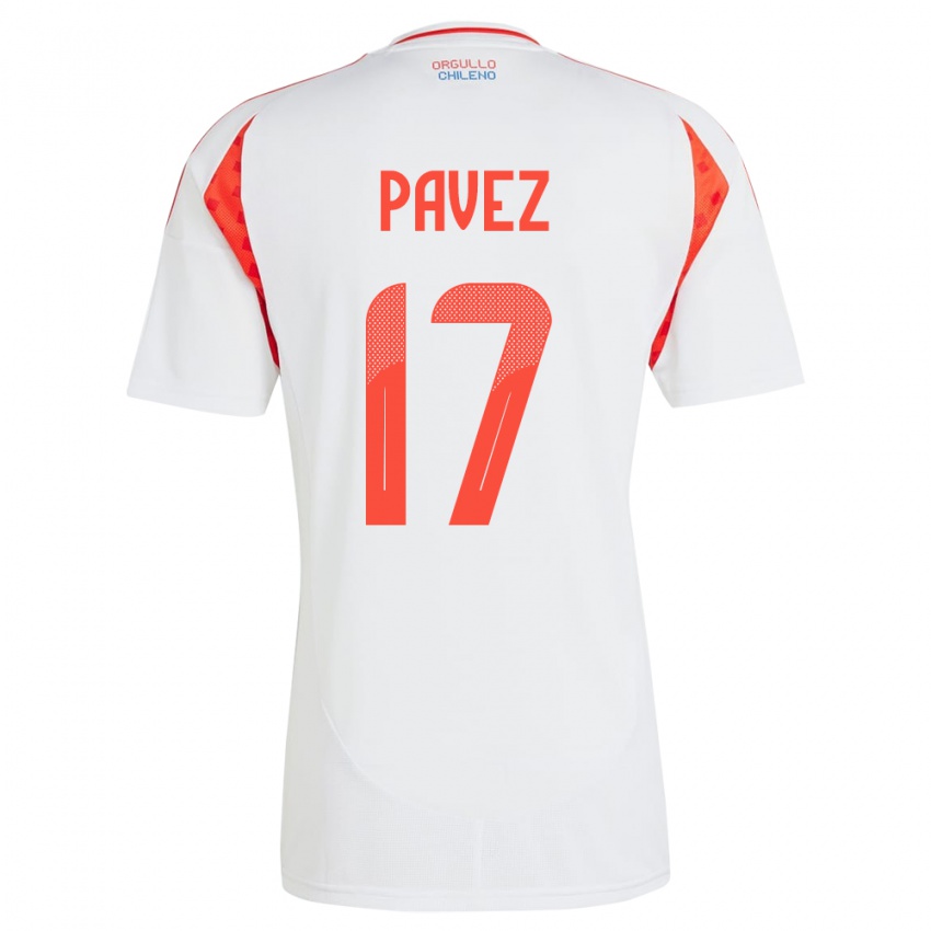 Niño Camiseta Chile Esteban Pavez #17 Blanco 2ª Equipación 24-26 La Camisa Chile