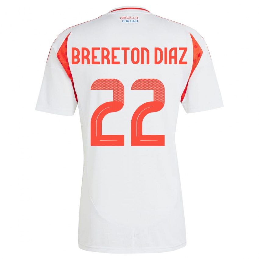 Niño Camiseta Chile Ben Brereton Díaz #22 Blanco 2ª Equipación 24-26 La Camisa Chile