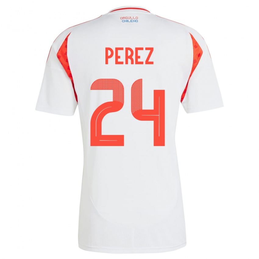 Niño Camiseta Chile César Pérez #24 Blanco 2ª Equipación 24-26 La Camisa Chile