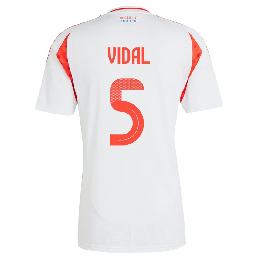 Niño Camiseta Chile Valentín Vidal #5 Blanco 2ª Equipación 24-26 La Camisa Chile