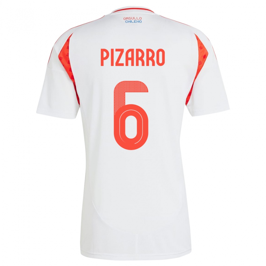 Niño Camiseta Chile Vicente Pizarro #6 Blanco 2ª Equipación 24-26 La Camisa Chile