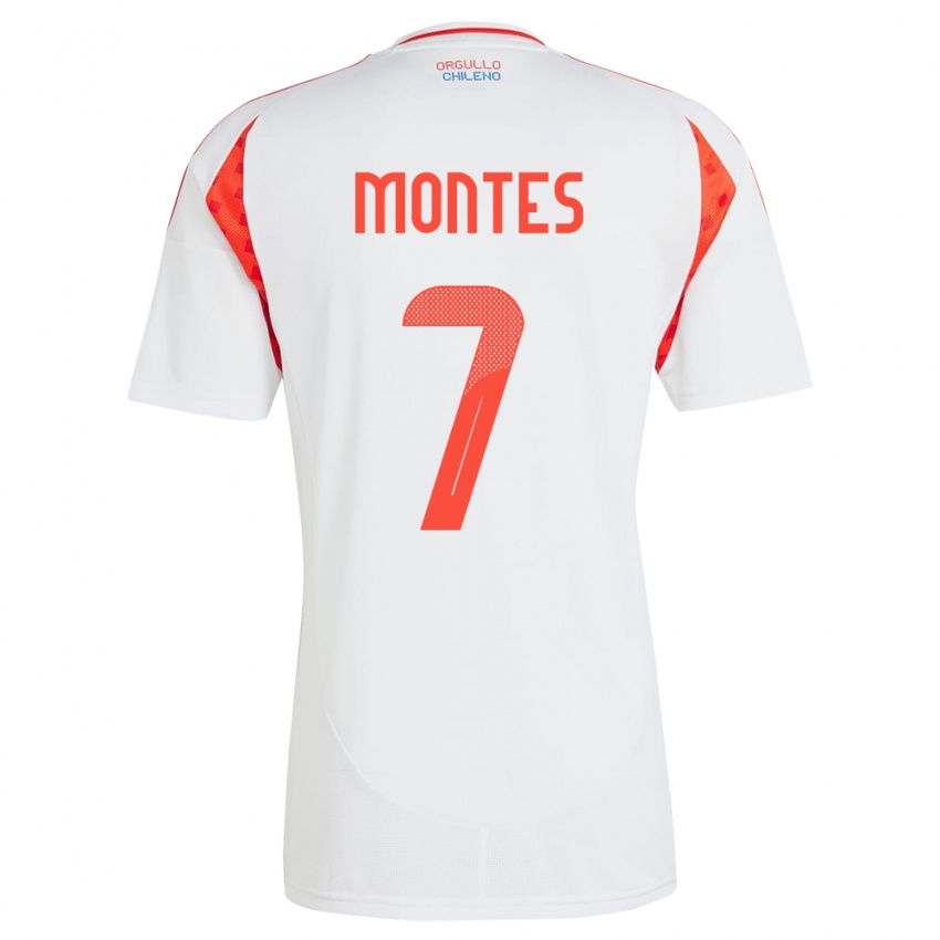 Niño Camiseta Chile Clemente Montes #7 Blanco 2ª Equipación 24-26 La Camisa Chile