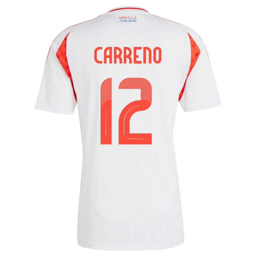 Niño Camiseta Chile Diego Carreño #12 Blanco 2ª Equipación 24-26 La Camisa Chile