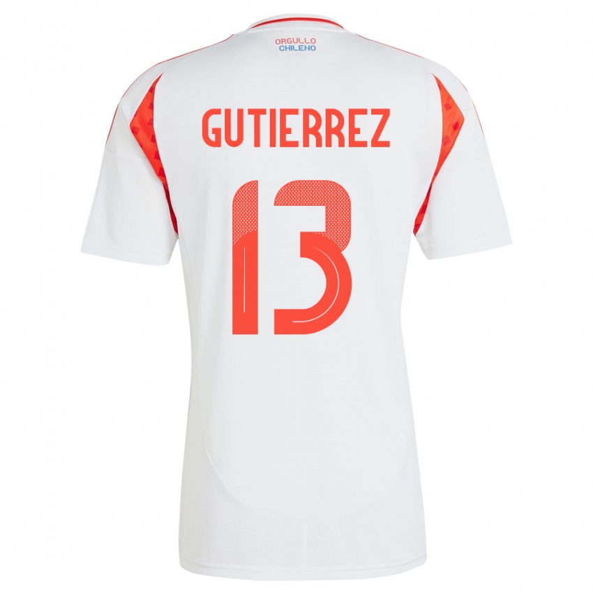 Niño Camiseta Chile Daniel Gutiérrez #13 Blanco 2ª Equipación 24-26 La Camisa Chile