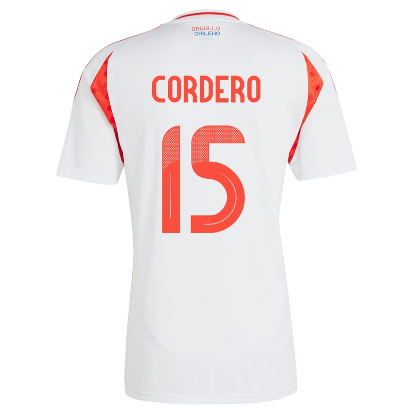 Niño Camiseta Chile Renato Cordero #15 Blanco 2ª Equipación 24-26 La Camisa Chile