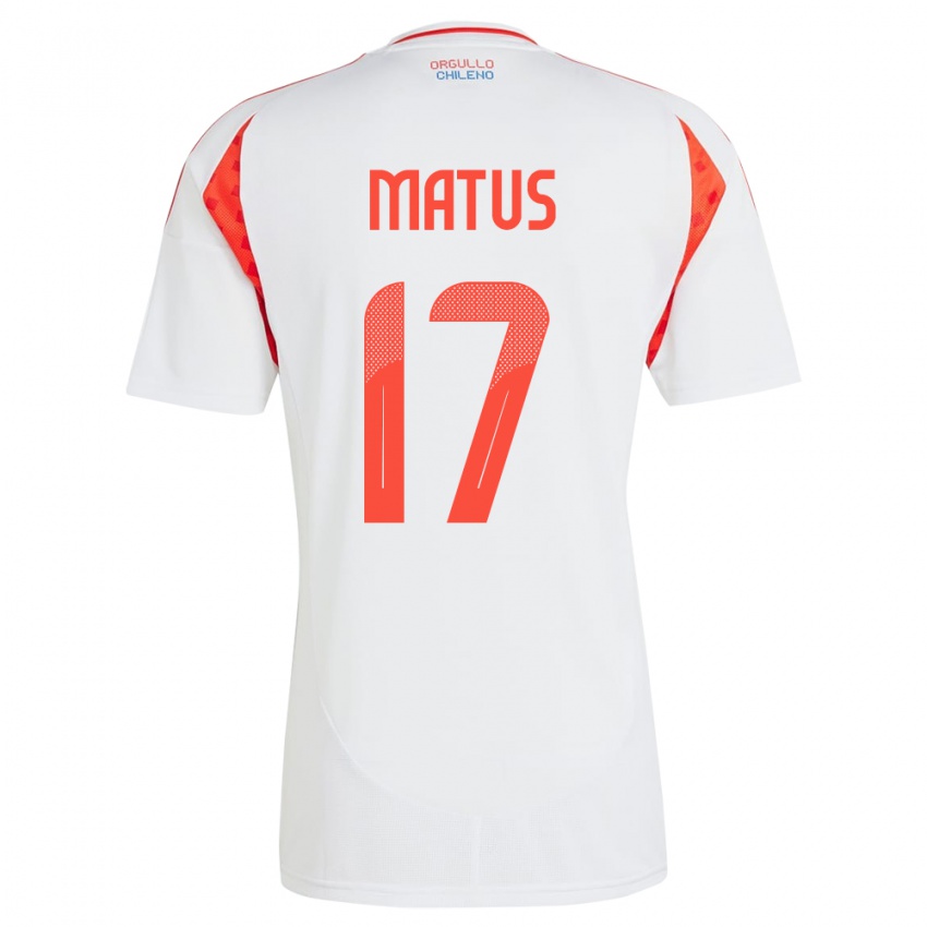 Niño Camiseta Chile Esteban Matus #17 Blanco 2ª Equipación 24-26 La Camisa Chile