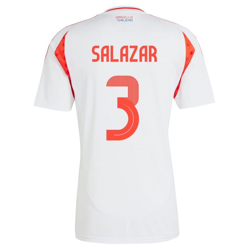 Niño Camiseta Chile Yahir Salazar #3 Blanco 2ª Equipación 24-26 La Camisa Chile