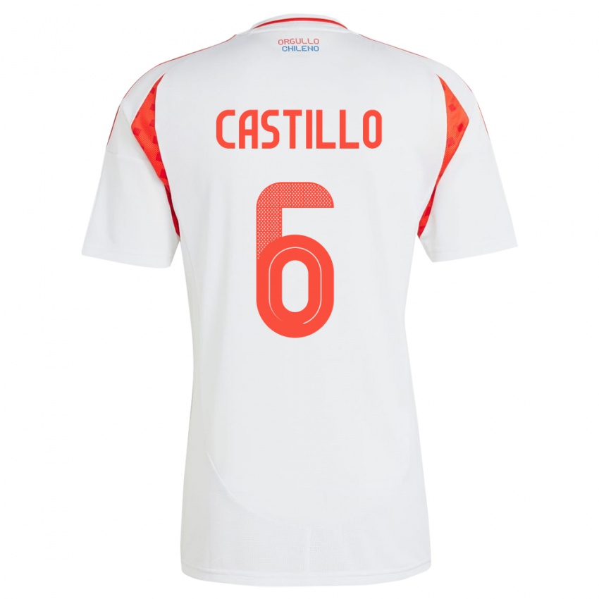 Niño Camiseta Chile Cristóbal Castillo #6 Blanco 2ª Equipación 24-26 La Camisa Chile