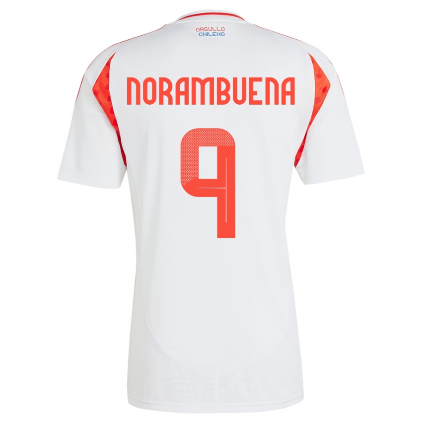 Niño Camiseta Chile Gabriel Norambuena #9 Blanco 2ª Equipación 24-26 La Camisa Chile