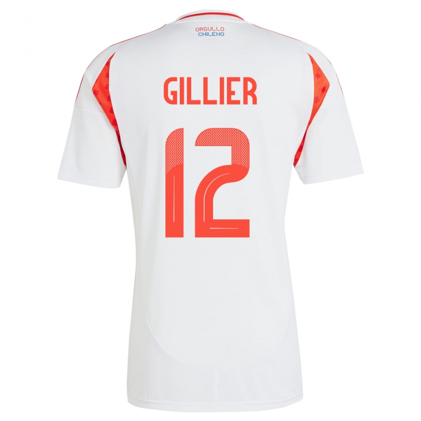 Niño Camiseta Chile Thomas Gillier #12 Blanco 2ª Equipación 24-26 La Camisa Chile