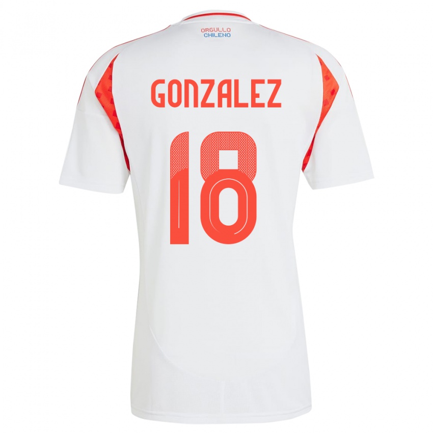 Niño Camiseta Chile Bryan González #18 Blanco 2ª Equipación 24-26 La Camisa Chile