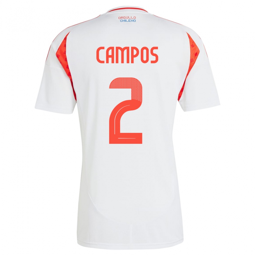 Niño Camiseta Chile Víctor Campos #2 Blanco 2ª Equipación 24-26 La Camisa Chile