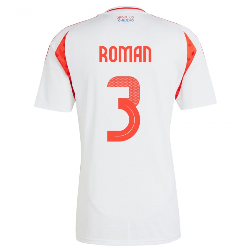 Niño Camiseta Chile Iván Román #3 Blanco 2ª Equipación 24-26 La Camisa Chile