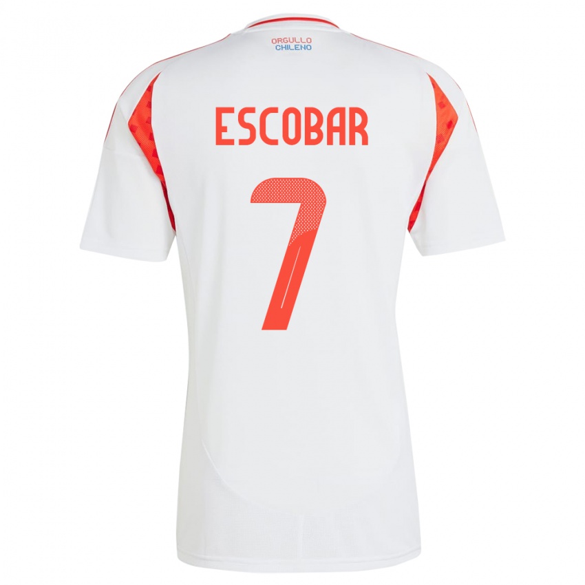 Niño Camiseta Chile Bastián Escobar #7 Blanco 2ª Equipación 24-26 La Camisa Chile