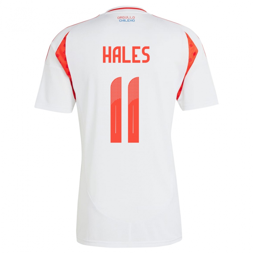 Niño Camiseta Chile Alejandro Hales #11 Blanco 2ª Equipación 24-26 La Camisa Chile