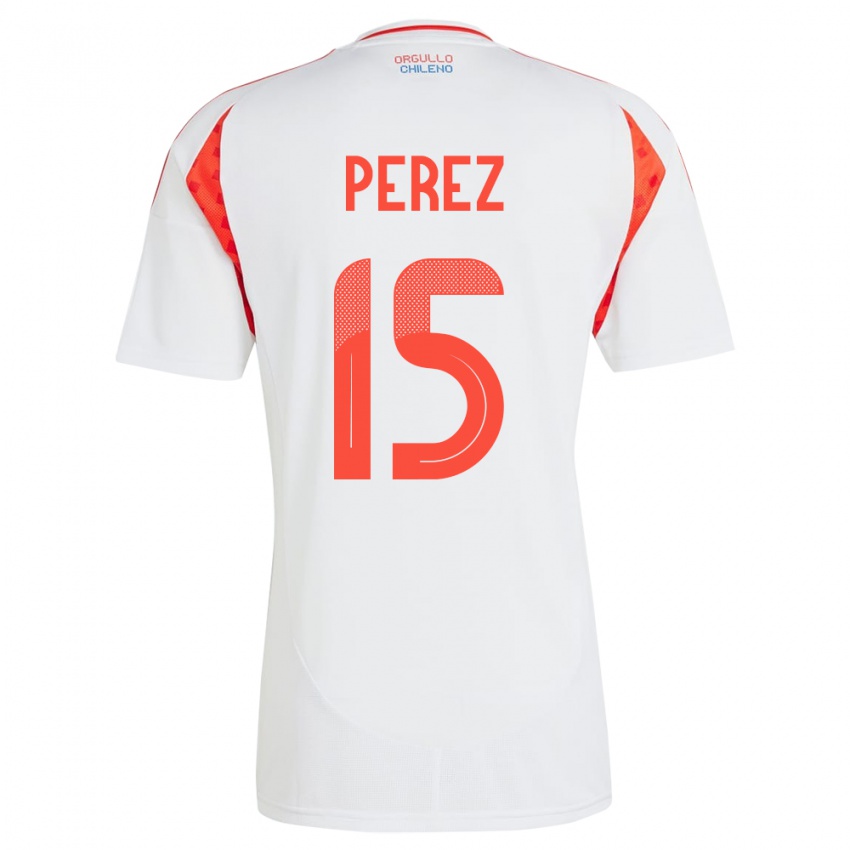 Niño Camiseta Chile Ignacio Pérez #15 Blanco 2ª Equipación 24-26 La Camisa Chile