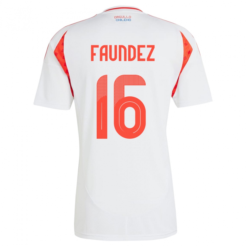 Niño Camiseta Chile Felipe Faúndez #16 Blanco 2ª Equipación 24-26 La Camisa Chile