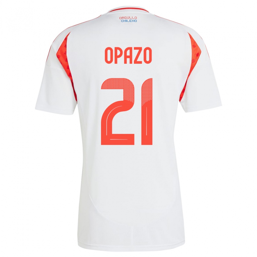 Niño Camiseta Chile Diego Opazo #21 Blanco 2ª Equipación 24-26 La Camisa Chile