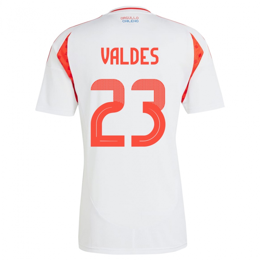 Niño Camiseta Chile Francisco Valdés #23 Blanco 2ª Equipación 24-26 La Camisa Chile