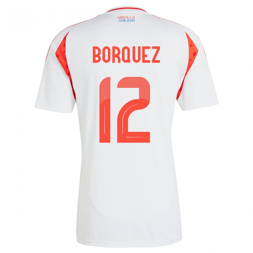 Niño Camiseta Chile Gabriela Bórquez #12 Blanco 2ª Equipación 24-26 La Camisa Chile