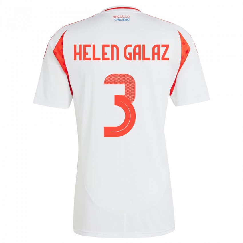 Niño Camiseta Chile Su Helen Galaz #3 Blanco 2ª Equipación 24-26 La Camisa Chile