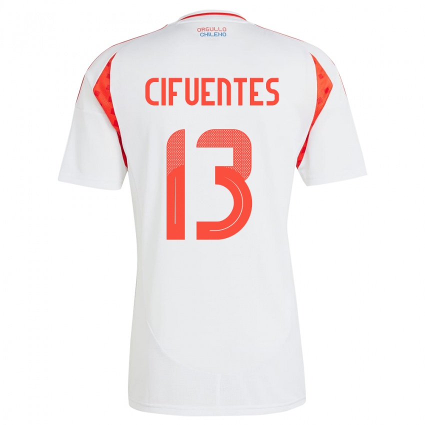 Niño Camiseta Chile Anaís Cifuentes #13 Blanco 2ª Equipación 24-26 La Camisa Chile