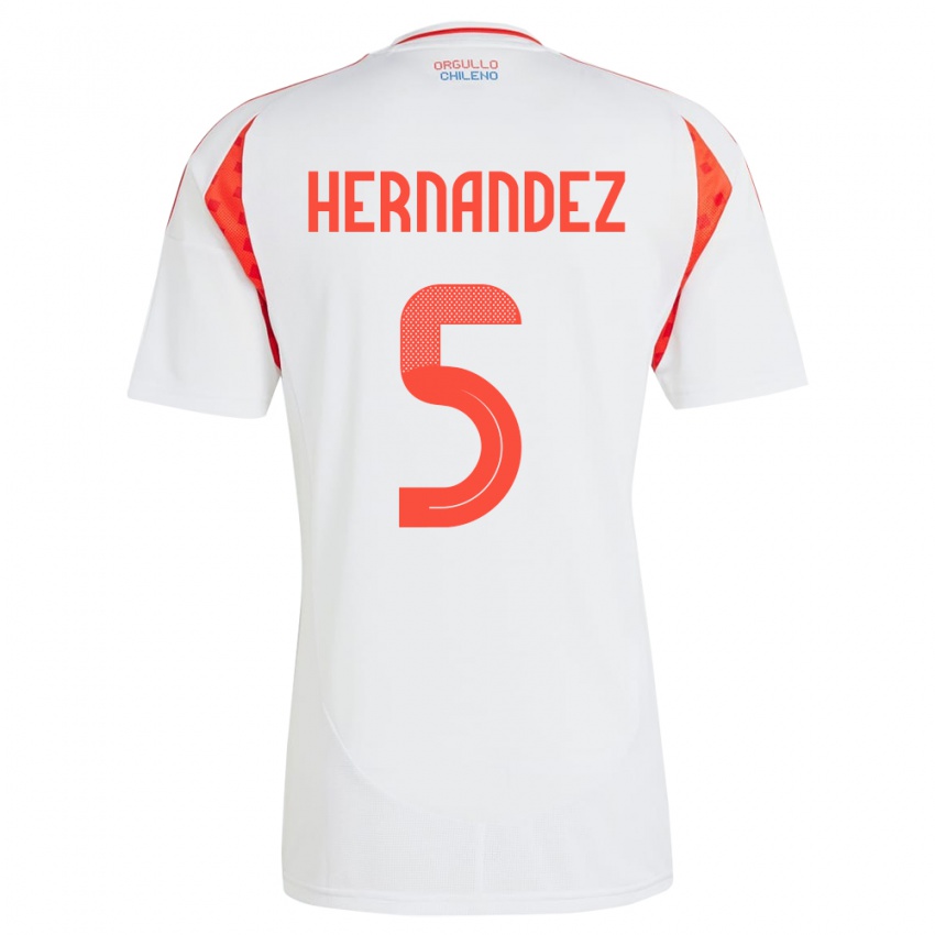 Niño Camiseta Chile Monserrat Hernández #5 Blanco 2ª Equipación 24-26 La Camisa Chile