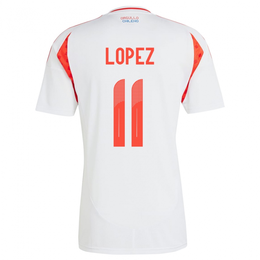 Niño Camiseta Chile Yessenia López #11 Blanco 2ª Equipación 24-26 La Camisa Chile