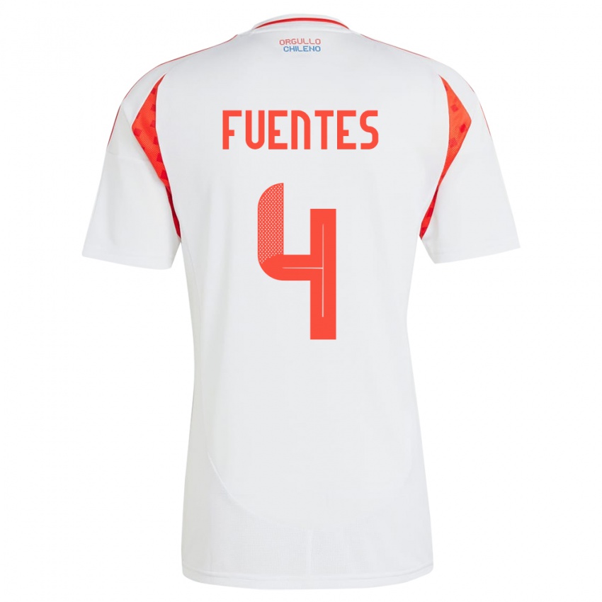 Niño Camiseta Chile Karen Fuentes #4 Blanco 2ª Equipación 24-26 La Camisa Chile