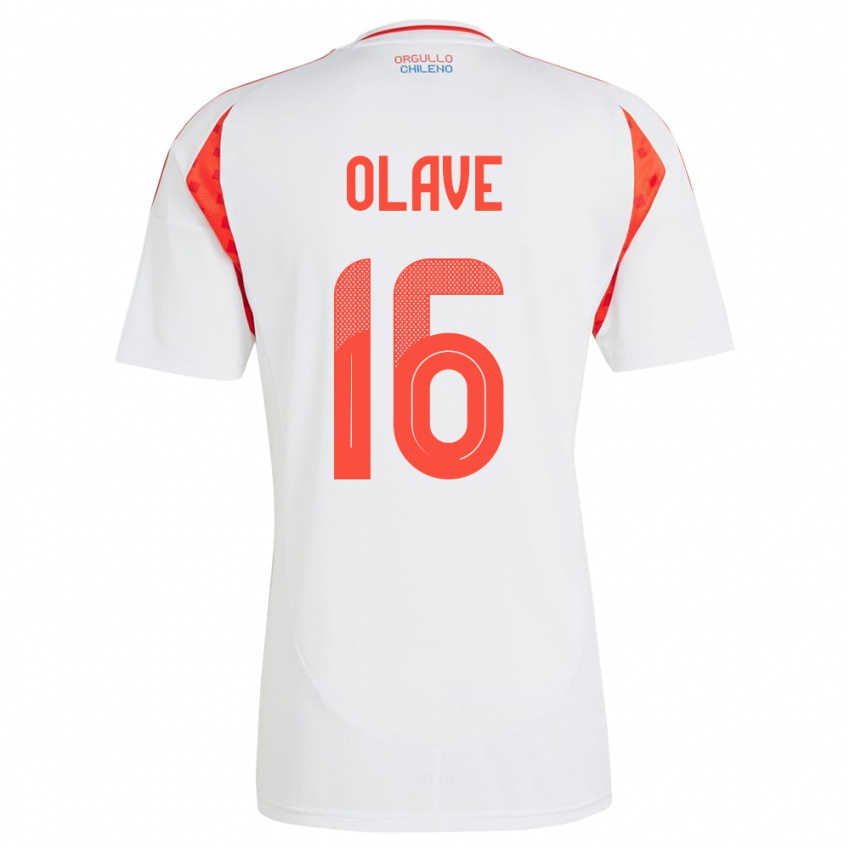 Niño Camiseta Chile Isidora Olave #16 Blanco 2ª Equipación 24-26 La Camisa Chile