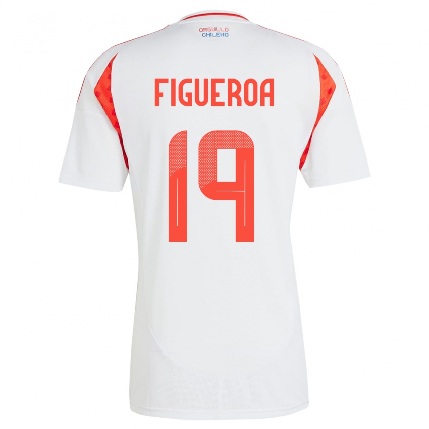 Niño Camiseta Chile Catalina Figueroa #19 Blanco 2ª Equipación 24-26 La Camisa Chile