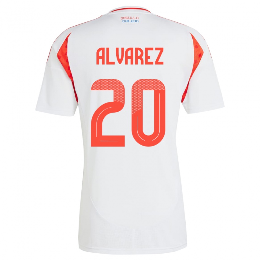 Niño Camiseta Chile Anaís Álvarez #20 Blanco 2ª Equipación 24-26 La Camisa Chile