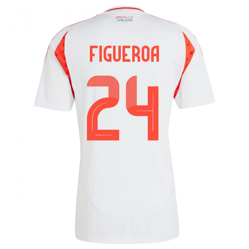 Niño Camiseta Chile Ámbar Figueroa #24 Blanco 2ª Equipación 24-26 La Camisa Chile