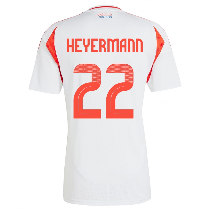 Niño Camiseta Chile Agustina Heyermann #22 Blanco 2ª Equipación 24-26 La Camisa Chile