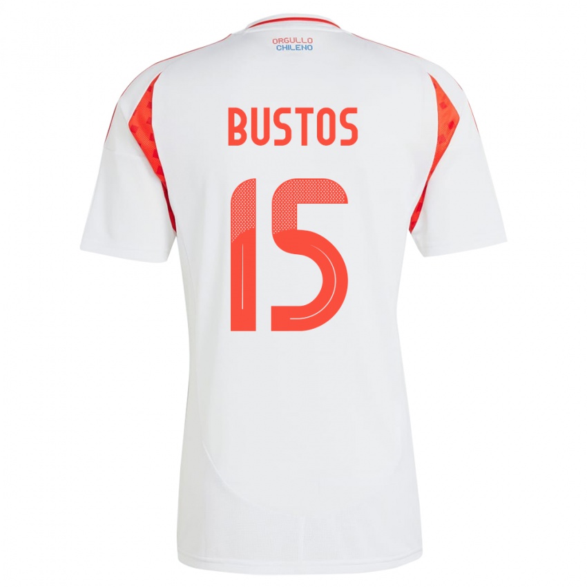 Niño Camiseta Chile Melissa Bustos #15 Blanco 2ª Equipación 24-26 La Camisa Chile