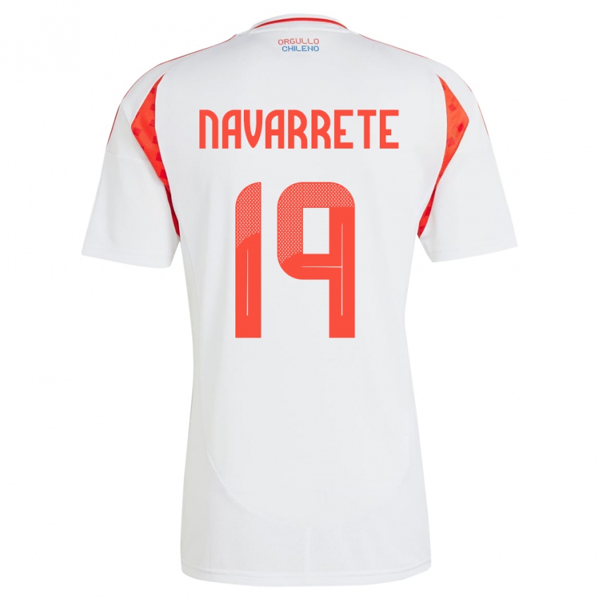 Niño Camiseta Chile Valentina Navarrete #19 Blanco 2ª Equipación 24-26 La Camisa Chile