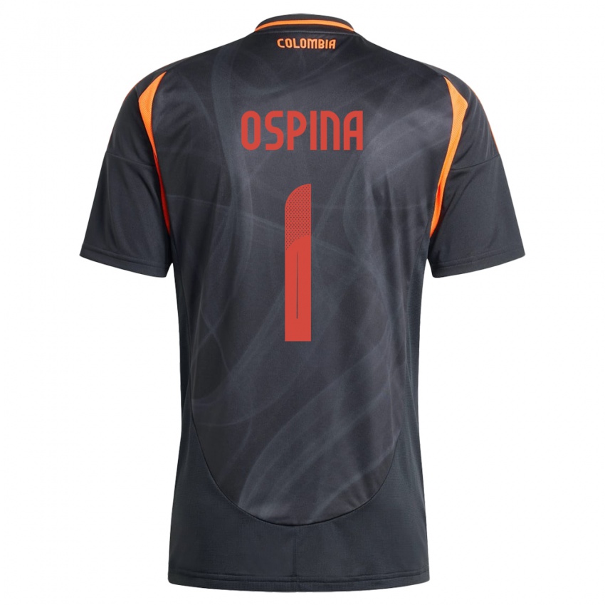 Niño Camiseta Colombia David Ospina #1 Negro 2ª Equipación 24-26 La Camisa Chile