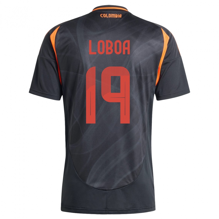 Niño Camiseta Colombia Valerin Loboa #19 Negro 2ª Equipación 24-26 La Camisa Chile