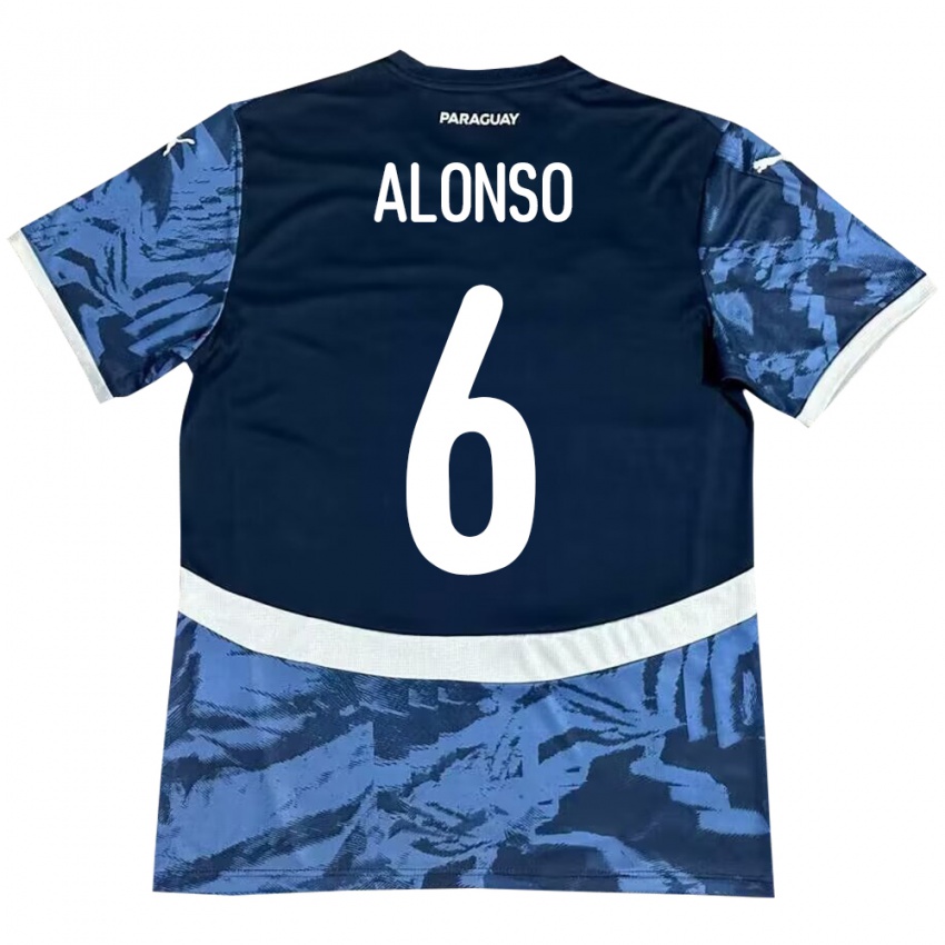 Niño Camiseta Paraguay Júnior Alonso #6 Azul 2ª Equipación 24-26 La Camisa Chile