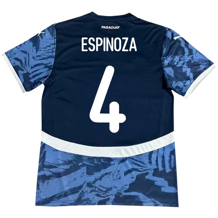 Niño Camiseta Paraguay Matías Espinoza #4 Azul 2ª Equipación 24-26 La Camisa Chile