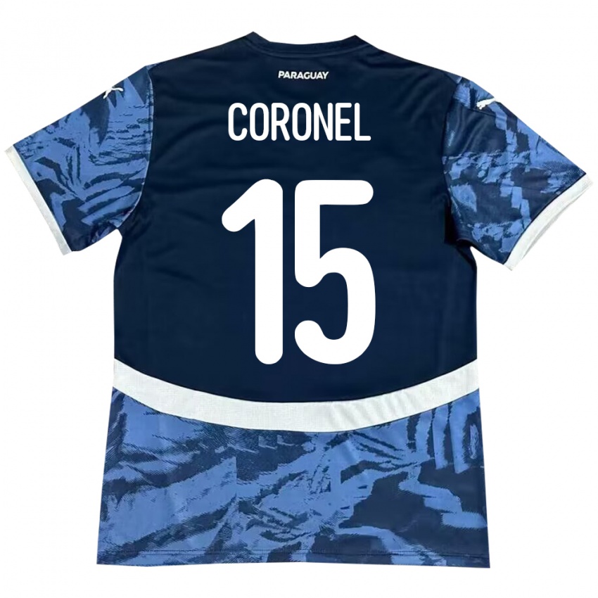 Niño Camiseta Paraguay Éver Coronel #15 Azul 2ª Equipación 24-26 La Camisa Chile