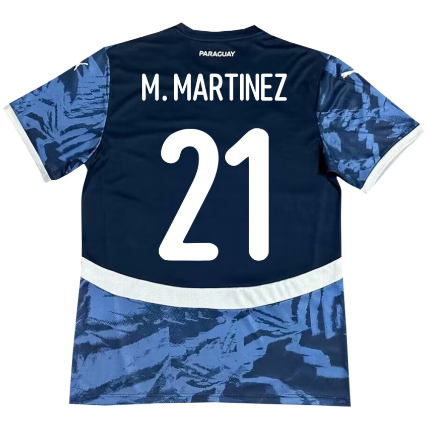 Niño Camiseta Paraguay María Martínez #21 Azul 2ª Equipación 24-26 La Camisa Chile