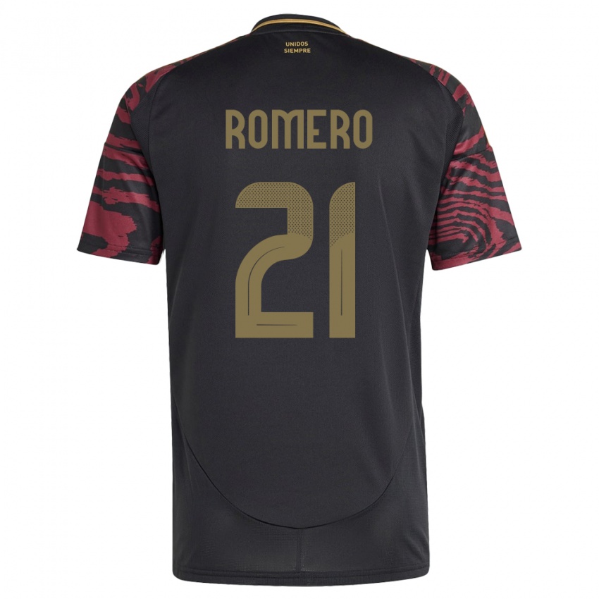 Niño Camiseta Perú Diego Romero #21 Negro 2ª Equipación 24-26 La Camisa Chile