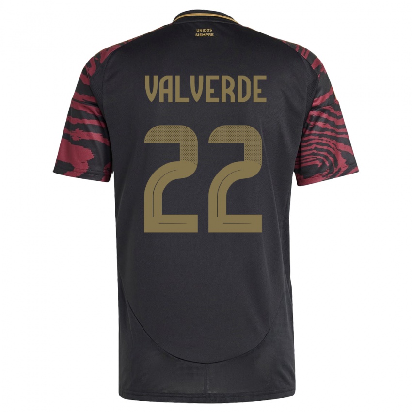 Niño Camiseta Perú Malena Valverde #22 Negro 2ª Equipación 24-26 La Camisa Chile