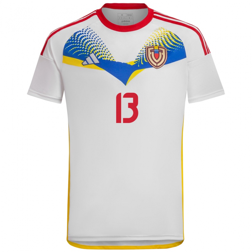 Niño Camiseta Venezuela Nayluisa Cáceres #13 Blanco 2ª Equipación 24-26 La Camisa Chile